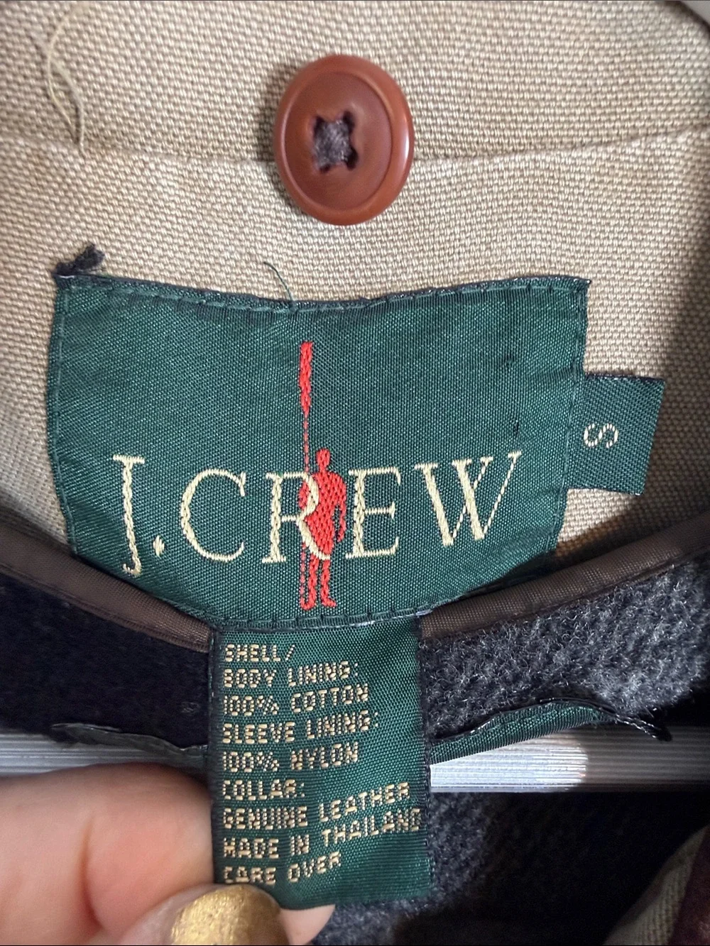 J. Crew Oarsman Coat Mens Beige Canvas Wool Liner Coat Jacket Workwear Sz S